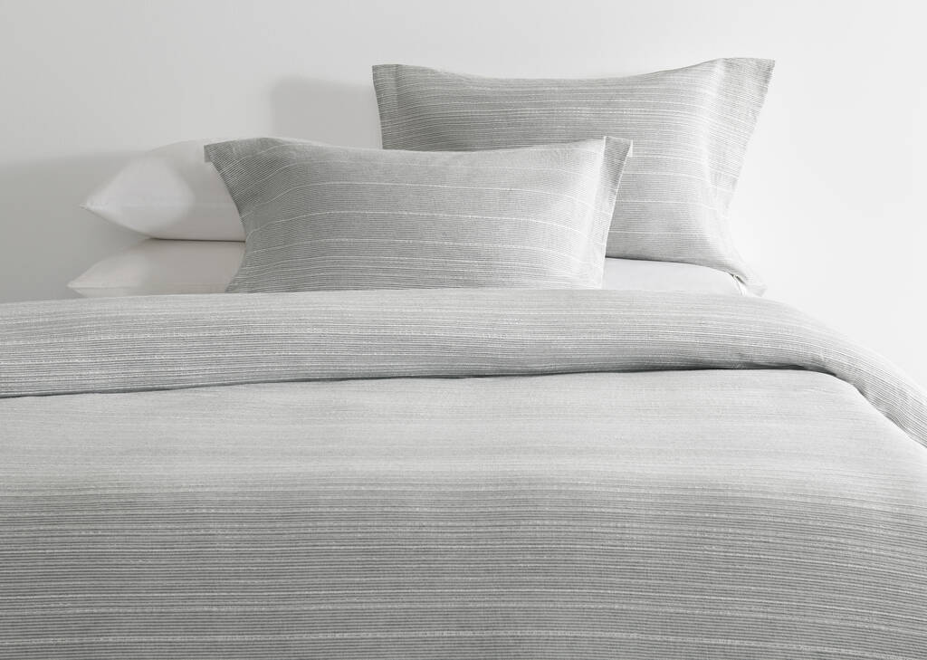 Ted Cotton Duvet Set Queen Lt Grey/Wh