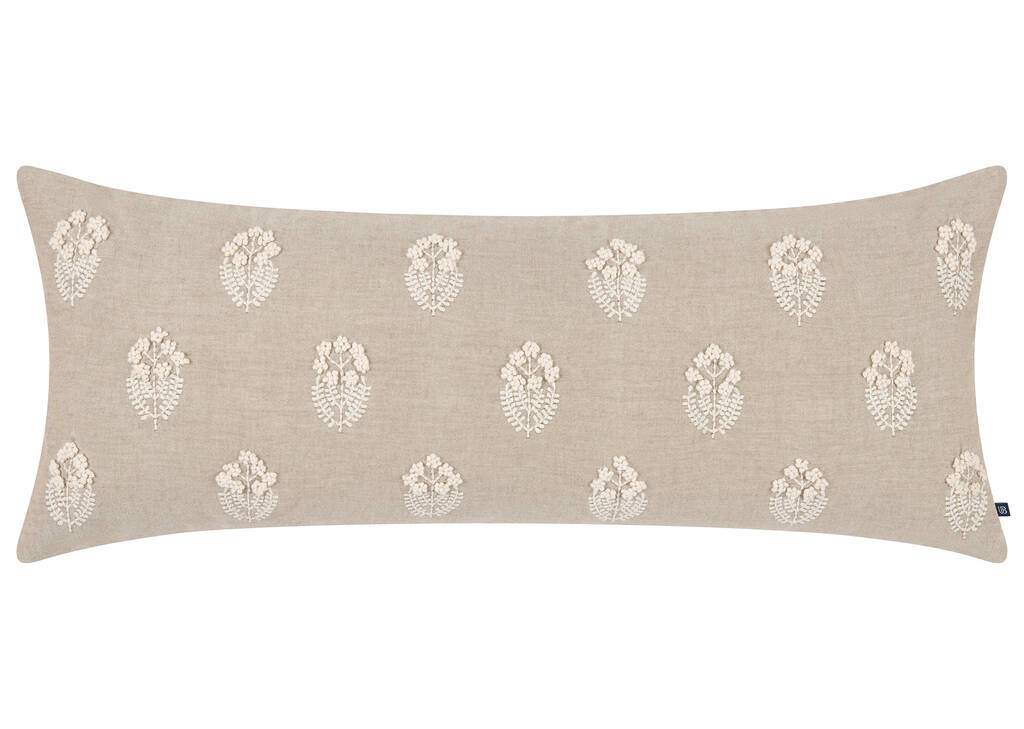 Selena Cotton Pillow 14x36 Sand/Ivory