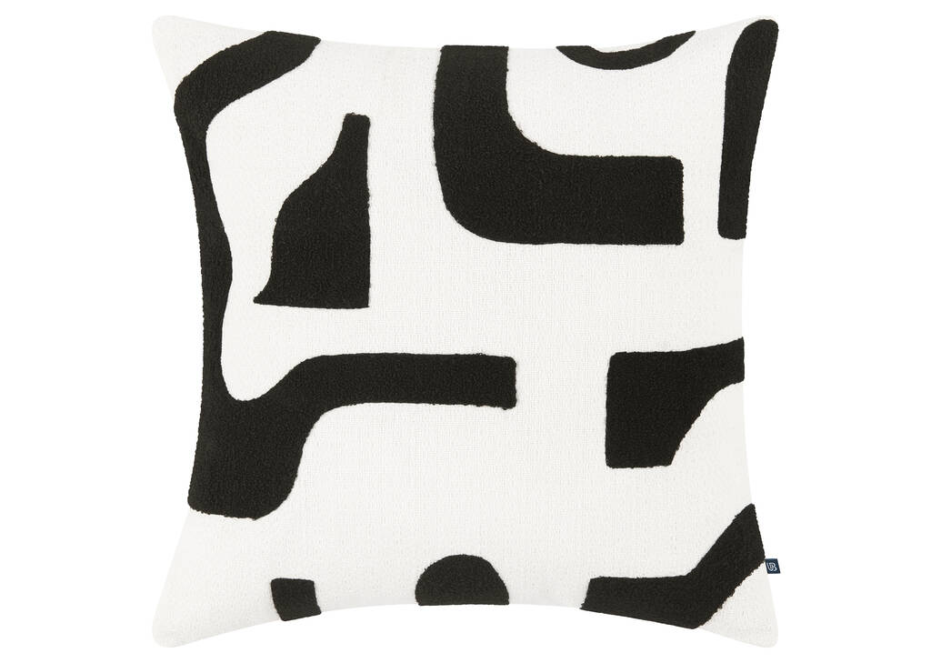 Coussin Roque 20x20 ivoire/noir
